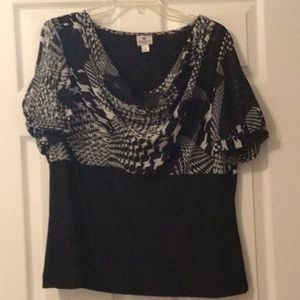 Cow neck short sleeve blouse